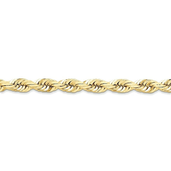 10k Yellow Gold Solid Lobster Claw Closure 7mm Handmade Sparkle Cut Rope Chain Anklet 9 Inch Barrel Clasp-Anklet for Wom