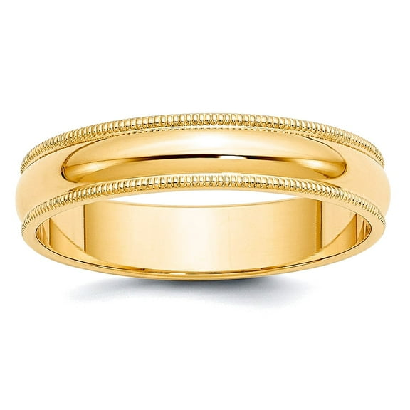 10k Yellow Gold Solid Polished 5mm Milgrain Half Round Band Size 6.5 Ring Ring for Women and Men
