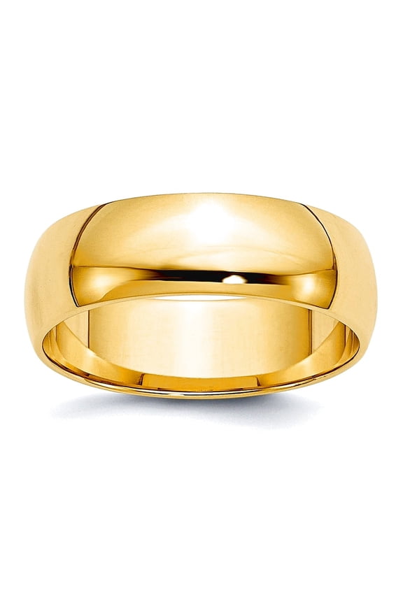 10k Yellow Gold Solid Polished Lightweight 6mm Ltw Half Round Band Size 14 Ring Ring for Women and Men