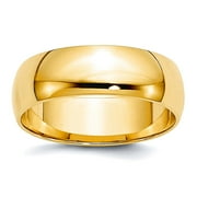 PRIMAL GOLD 10k Yellow Gold Solid Polished Lightweight 6mm Ltw Half Round Band Size 7 Ring-Ring for Women and Men