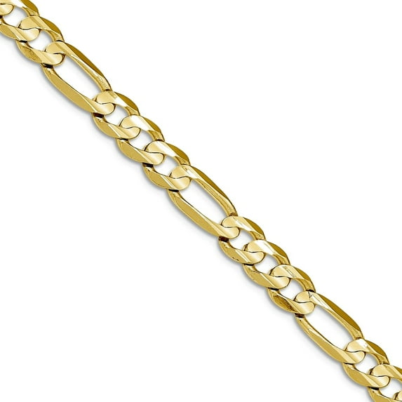 10k Yellow Gold Solid Polished Light Figaro Chain Bracelet 8 Inch 7.5mm Lobster Claw Link Bracelet for Women and Men