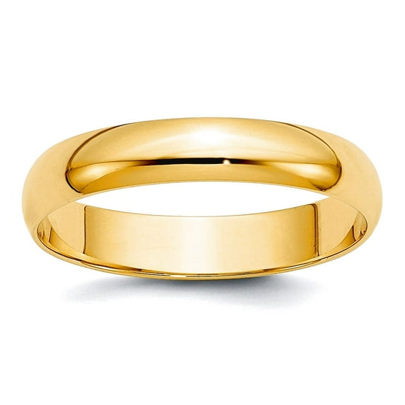 10k Yellow Gold Solid Polished Lightweight 4mm Ltw Half Round Band Size 13.5 Ring Ring for Women and Men