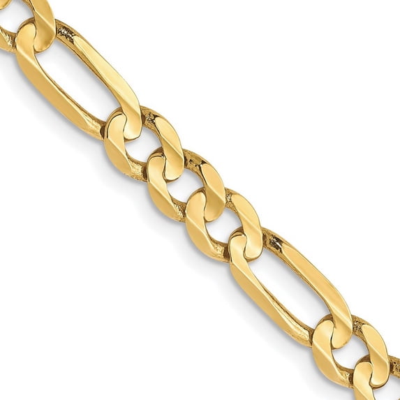 10k Yellow Gold Solid Polished Lobster Claw Closure 4.5mm Light Figaro Chain Bracelet 7 Inch - Identification Bracelet f