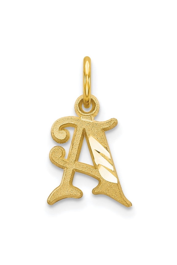 10k Yellow Gold Solid Satin Letter Name Personalized Monogram Initial A Charm Pendant Necklace Measures 20x11mm Wide - B