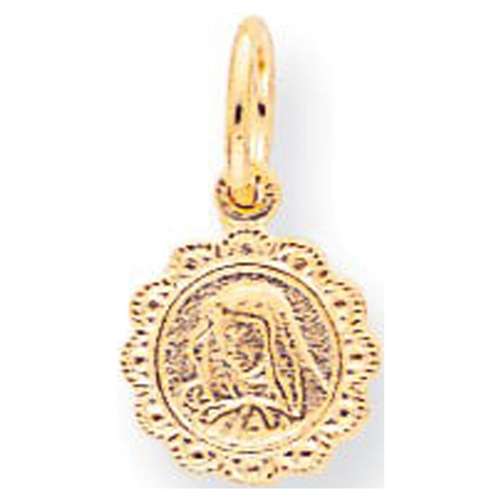 10k Yellow Gold Solid Satin Polished Our Lady of Sorrows Disc Pendant ...
