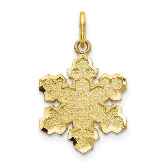 10k Yellow Gold Solid Satin Snowflake Charm Pendant