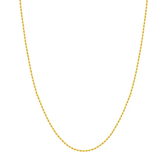 10k Yellow Gold Sparkle-Cut Rope Chain Necklace 1.56mm Lobster Claw Closure 18 Inch Chain Necklace for Women and Men