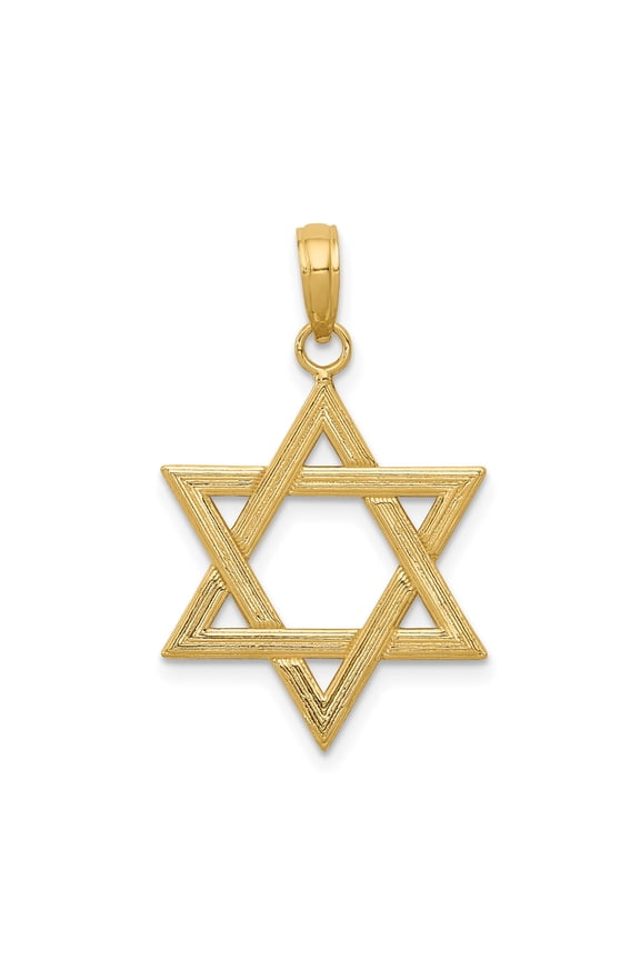 10k Yellow Gold Star of David Pendant Necklace for Men and Women, Textured Jewish Symbol Charm for Spiritual Faith, Religious or Everyday Wear, Unisex Judaica Jewelry