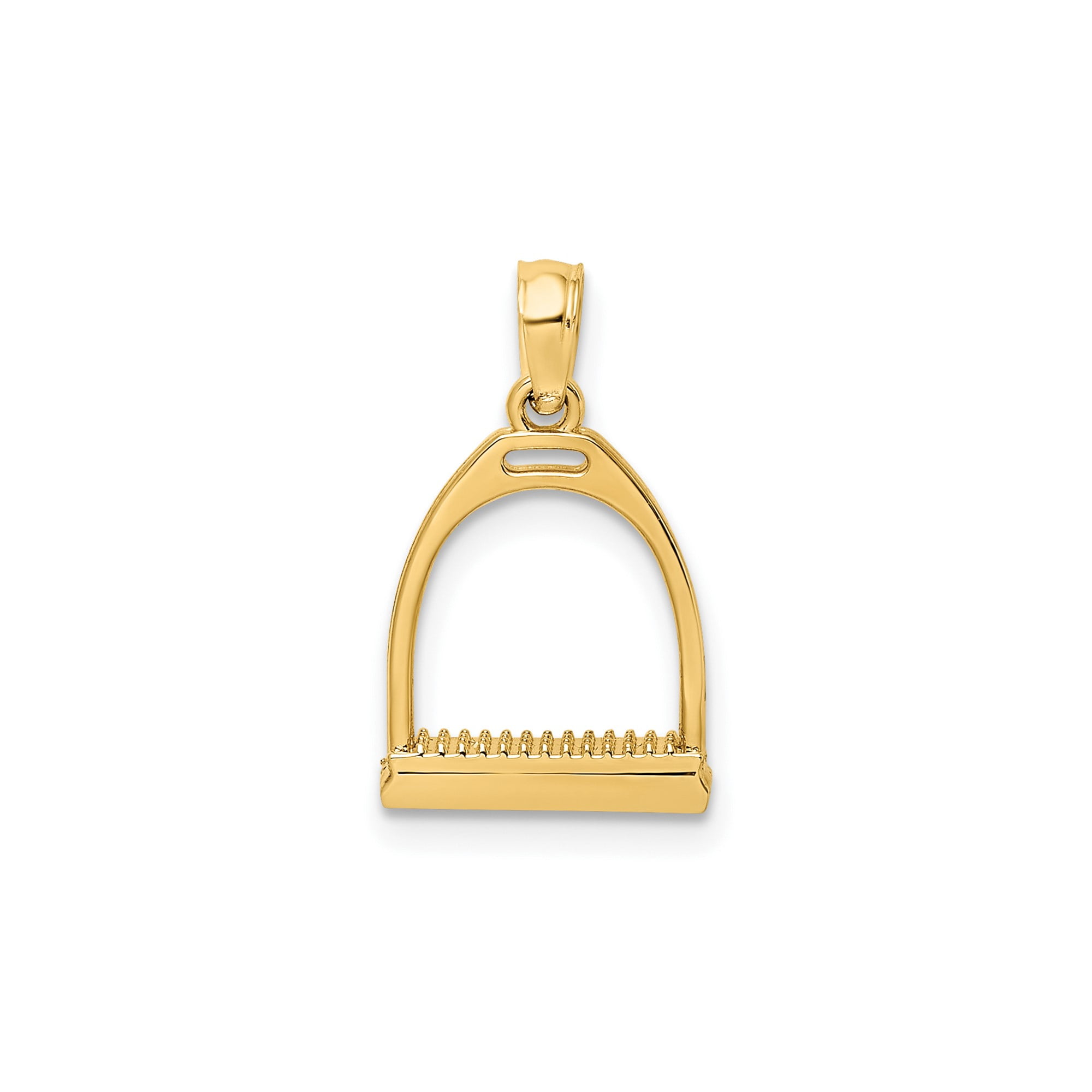 10k Yellow Gold Stirrup Pendant Necklace for Women, Equestrian Horseback Riding Jewelry, Western Country Style Symbol of Strength and Stability