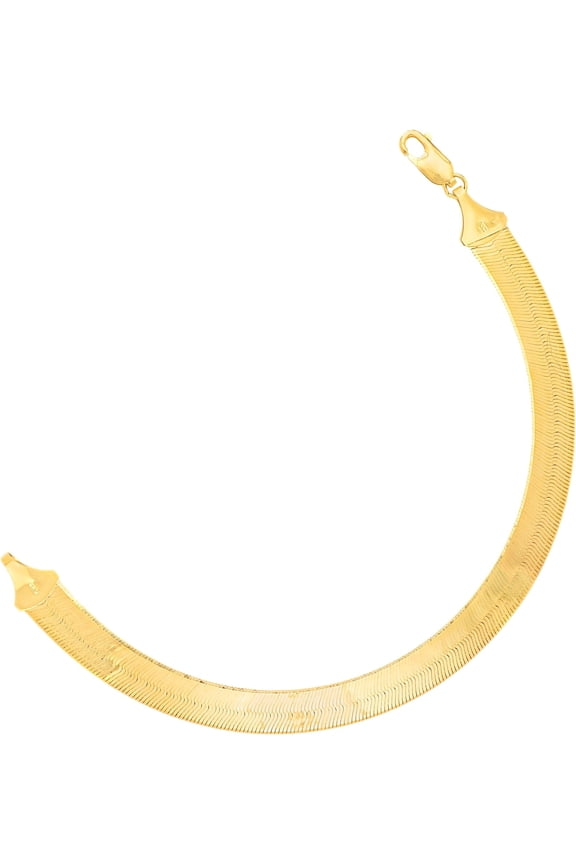 10k Yellow Gold 9mm Super Flexible Silky Herringbone Chain Bracelet