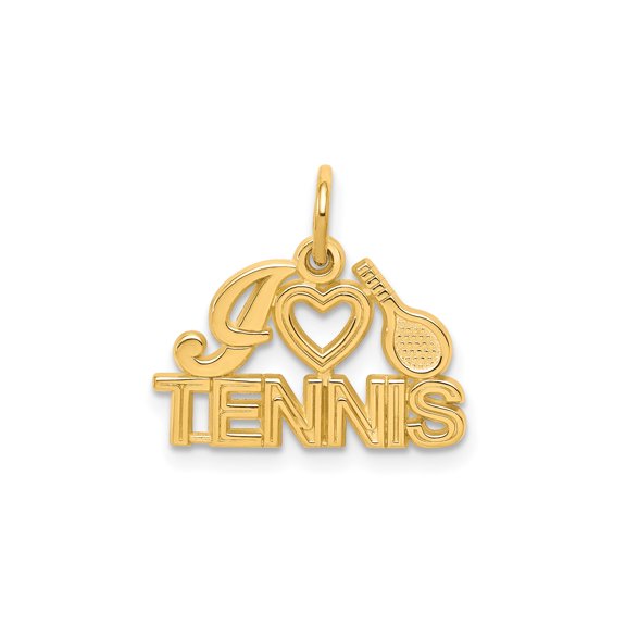 10k Yellow Gold Tennis Pendant for Women or Unisex with Heart and Racket Design, Sporty Lightweight Jewelry for Fans and Athletes
