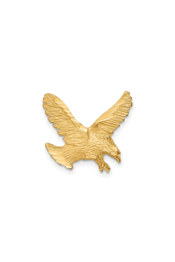 10K Yellow Gold Diamond-Cut Eagle Charm Pendant, Solid Polished, 15 mm