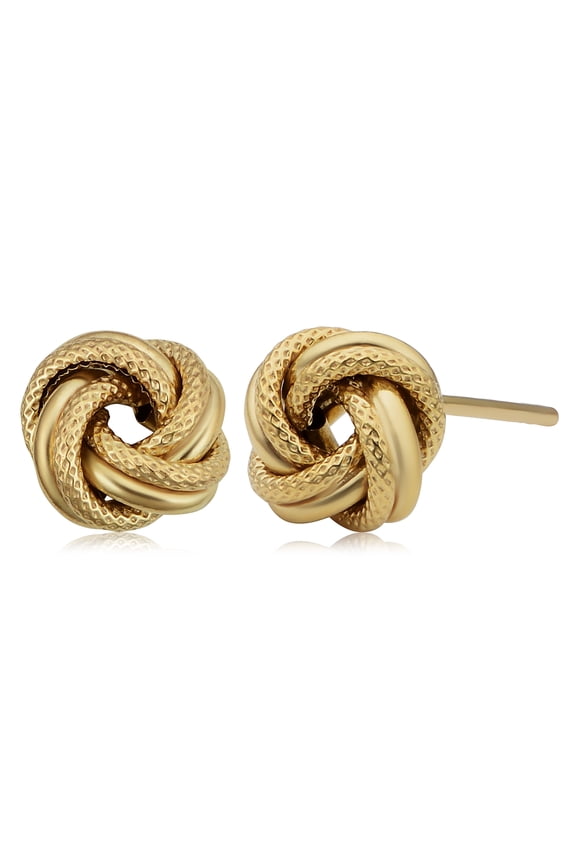 10k Yellow Gold Textured Love Knot Stud Earrings