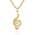 thumbnail image 1 of 10K Solid Yellow Gold Treble Clef Music Note Necklace Chain Pendant Charm with chain 20inch, 1 of 8