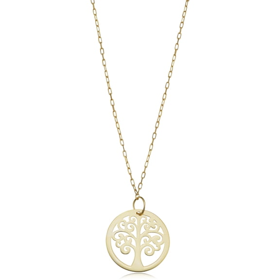 Au Naturale 10k Yellow Gold Tree of Life Pendant on Adjustable Length Cable Chain Necklace (adjusts to 16 or 17 inch)