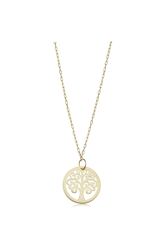 Au Naturale 10k Yellow Gold Tree of Life Pendant on Adjustable Length Cable Chain Necklace (adjusts to 16 or 17 inch)