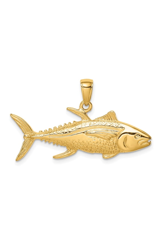 10k Yellow Gold Tuna Fish Pendant Charm, Nautical Ocean Jewelry for Men and Women, Jewelry Stores Network