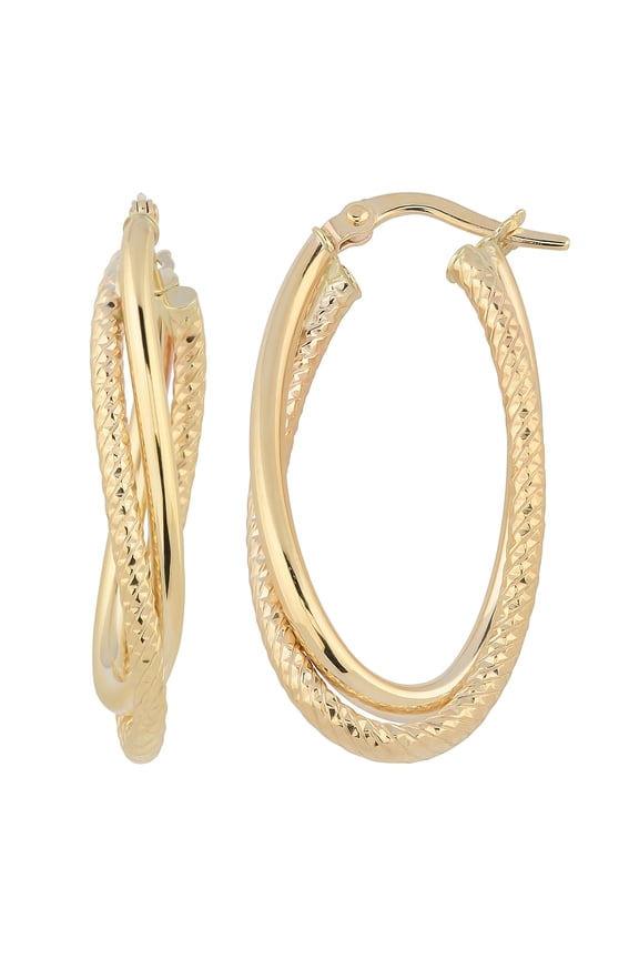 KoolJewelry 10k Yellow Gold Twisted Double Oval Hoop Earrings