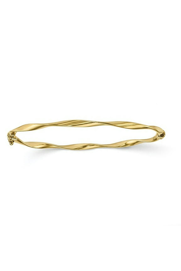 10k Yellow Gold Twisted Women's Bangle Bracelet, 7.75"