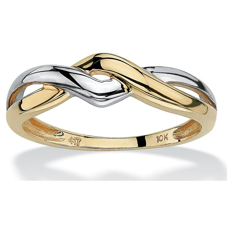 10k Yellow Gold Two-Tone Twisted Crossover Ring - Walmart.com