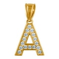thumbnail image 1 of 10k Yellow Gold Unisex Cubic Zirconia a Alphabet Letter Name Personalized Monogram Initial Charm Pendant Necklace 16.1x8, 1 of 2
