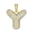 thumbnail image 1 of 10k Yellow Gold Unisex Cubic Zirconia CZ Initial Letter Y Charm Pendant Necklace 24.3x18.60mm Wide Pendant for Women, 1 of 2