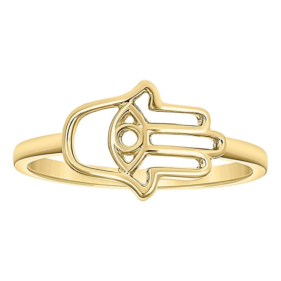10k Yellow Gold Unisex Hamsa Symbol Religious Ring