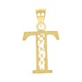 thumbnail image 1 of 10k Yellow Gold Unisex Initial Letter T Charm Pendant Necklace 24.5x13.40mm Wide Pendant for Women, 1 of 2