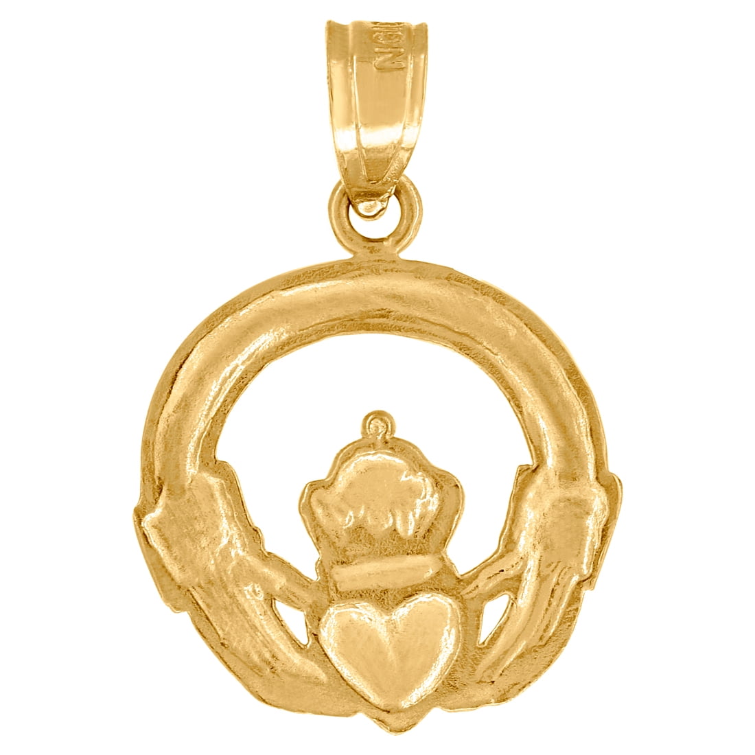 14K White Gold & Yellow Gold Irish Claddagh Trinity Knot Pendant - 1.5 Grams, No Chain Included - View #12