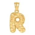 thumbnail image 1 of 10k Yellow Gold Unisex Letter Name Personalized Monogram Initial Alphabet R Nugget Charm Pendant Necklace 11.4x22.9mm Wi, 1 of 2