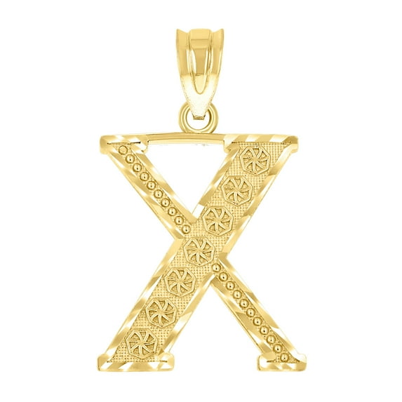 10k Yellow Gold Unisex Letter Name Personalized Monogram Initial X Alphabet Charm Pendant Necklace 31.1x15.4mm Wide Pend
