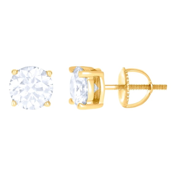 10k Yellow Gold Unisex Moissanite 1.60ct Solitaire Stud Earrings 6x6mm Wide Stud Earring for Women