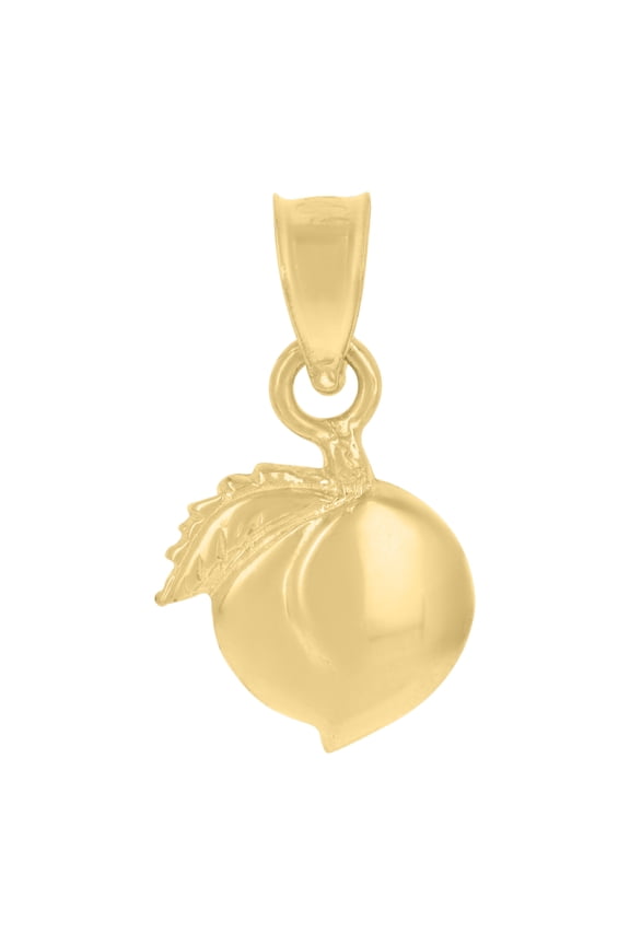 10k Yellow Gold Unisex Peach Food Charm Pendant