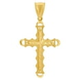 thumbnail image 1 of 10k Yellow Gold Unisex Sparkle-Cut Cross Religious Charm Pendant Necklace 47.5x26.10mm Wide Pendant for Women, 1 of 2
