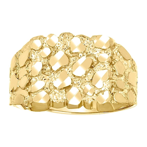 10k Yellow Gold Unisex Sparkle-Cut Nugget Fashion Ring S6 11.2x3mm Wide Size 6 Ring for Women