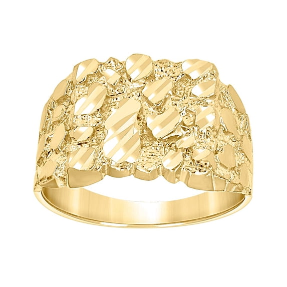 10k Yellow Gold Unisex Sparkle-Cut Nugget Fashion Ring S9 13.5x5.2mm Wide Size 9 Ring for Women