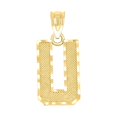 thumbnail image 1 of 10k Yellow Gold Unisex Sparkle-Cut Textured Initial Letter U Charm Pendant Necklace 19.6x8.50mm Wi Pendant for Women, 1 of 2