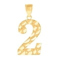 thumbnail image 1 of 10k Yellow Gold Unisex Sport game Number 2 Nugget Charm Pendant Necklace 26.4x12mm Wide Pendant for Women, 1 of 2