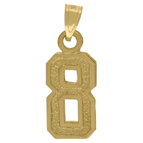 10k Yellow Gold Unisex Textured Number 8 Charm Pendant