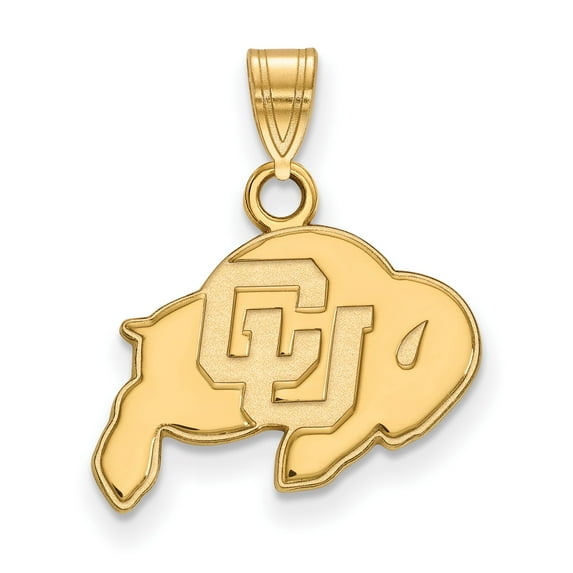 10k Yellow Gold University of Colorado Buffaloes Pendant with CU Logo, NCAA Licensed Jewelry for Men, Women, Alumni or Fans, Buffalo Silhouette Charm for School Pride and Team Spirit