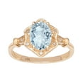 thumbnail image 1 of 10k Yellow Gold Vintage Style Genuine Oval Aquamarine and Diamond Halo Ring, 1 of 5