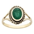 thumbnail image 1 of 10k Yellow Gold Vintage Style Genuine Oval Emerald Split Shank Ring, 1 of 5