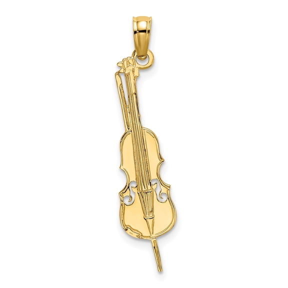 10k Yellow Gold Violin Pendant Necklace for Women or Unisex, Musical Jewelry with Detailed Instrument Design, Symbol of Music and Artistic Passion for Musicians and Classical Fans