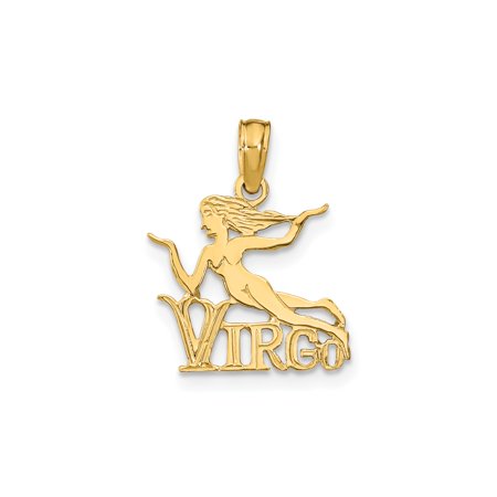 10k Yellow Gold Virgo Pendant Necklace for Women with Feminine Zodiac Figure, Astrology Medallion, Horoscope Charm, Earth Sign Jewelry, Sun Sign Talisman
