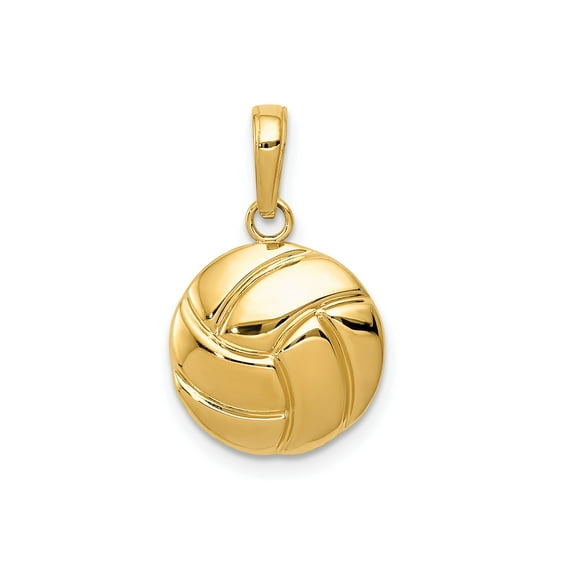 10k Yellow Gold Volleyball Pendant Necklace for Women and Unisex Sports Fans, Polished Athletic Jewelry Symbolizing Teamwork, Passion, and Achievement