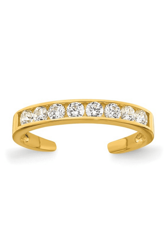 10k Yellow Gold White CZ Toe Ring