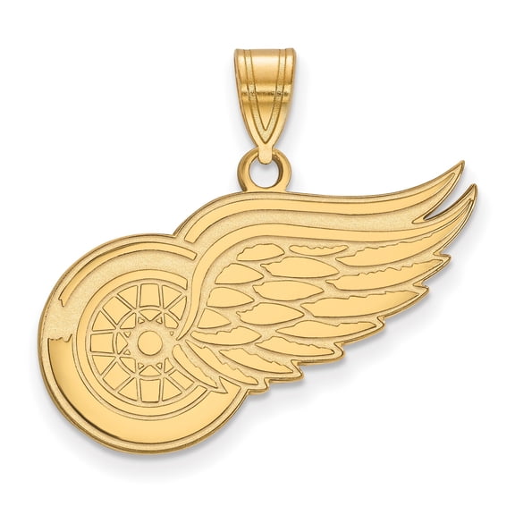 10k Yellow Gold Winged Wheel Pendant for Men and Unisex, Sports Symbol Necklace, Detroit Hockey Jewelry, Athletic Pride Charm, Fine Metal Fan Accessory, Detailed Motion Design