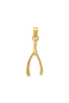 10k Yellow Gold Wishbone Pendant Charm, Minimalist Luck Jewelry for Women, Jewelry Stores Network