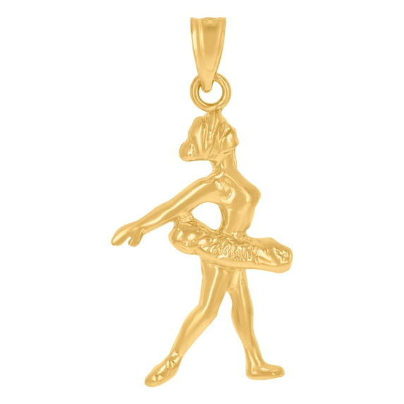 10k Yellow Gold Womens Ballerina Charm Pendant Necklace 29.8x14.20mm Wide Pendant for Women