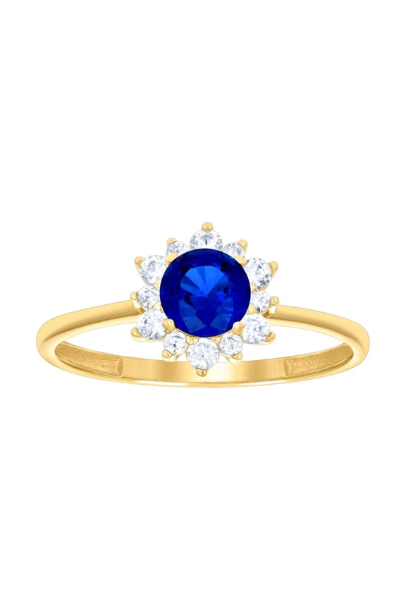 10k Yellow Gold Womens Blue White Cubic Zirconia Flower Fashion Ring 8.6x8.6mm Wide Ring for Women